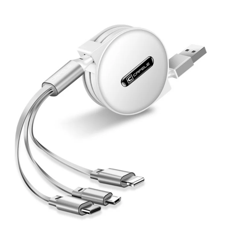 Кабель для передачи данных многофункциональный 3 в 1 USB быстрая зарядка выдвижной шнур питания для мобильного телефона Apple Android - Цвет: W