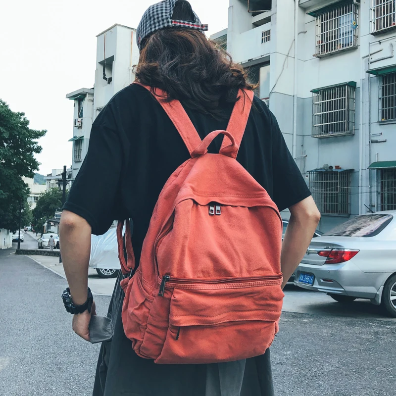 

2019 Fashion School Backpack For Women High Capacity Back Pack Solid Color Canvas Backpacks