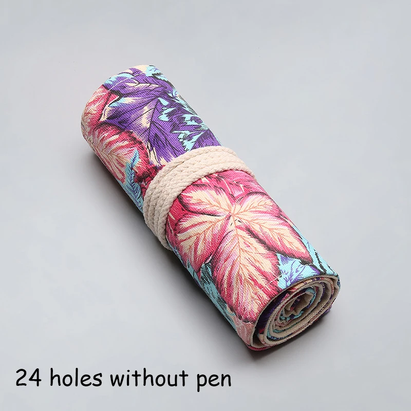 24 holes without pen 12/24/36/48/72 Отверстия Ручка Занавес Холст Кленовый лист Пенал Школьник Живопись Канцтовары Симпатичные Estojo Поставляет Мешок Поставок - Цвет: 24 holes without pen