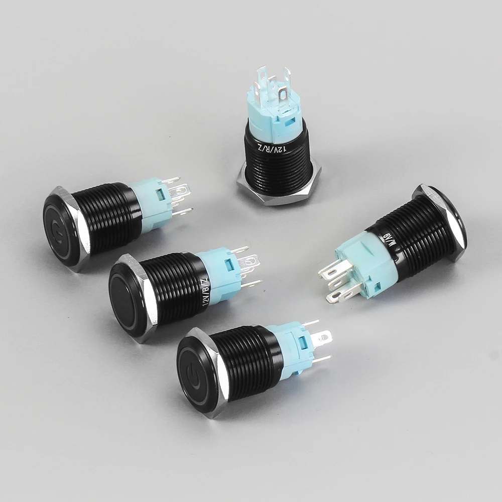 16 мм металлический кнопочный водонепроницаемый алюминиевый оксид черный