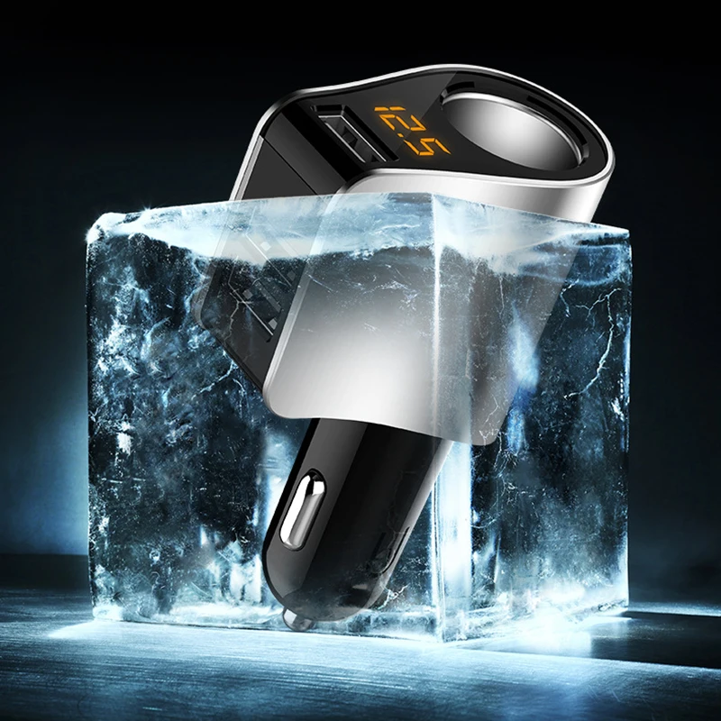 Car Cigarette Lighter 3 USB Car Charger With Digital Display Fast Charging For Mobile Phone Adapter