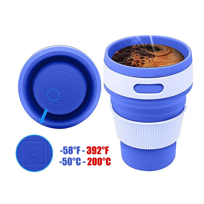 Складная Силиконовая портативная телескопическая кофейная чашка 350 мл