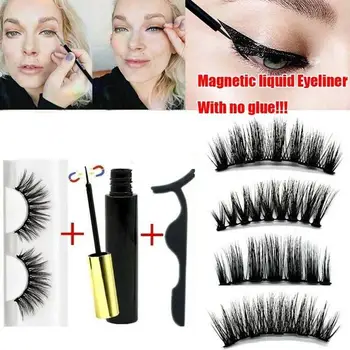 

Set Of Magnetic Liquid Eyeliner Tweezers With Eyelashes And Applicators Does Not Require Glue Waterproof Eyelash Extension Tool