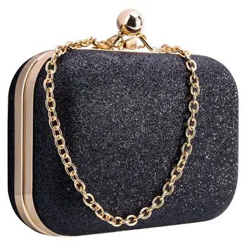 

Women's bling evening party handbag Wedding ball clutch bag with chain Mini Birthday gift Valentine's Day Black