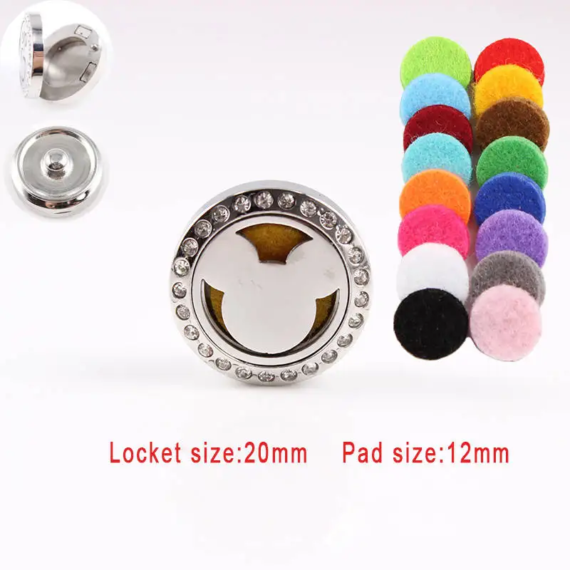 New Arrival Mouse Head 20mm Stainless Steel Aromatherapy Perfume Locket 18mm Snap Button Aroma Diffuser Dropshipping | Украшения и