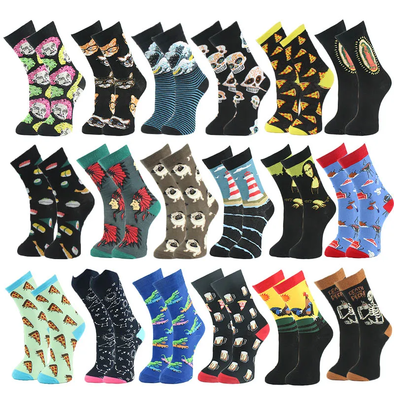 

[EIOISAPRA]Hip Hop Calcetines Homre Sox Combed Cotton Men Socks Personality Trend Animal Food Pattern Jacquard Sokken Skarpetki