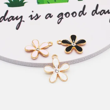 

20PCS/Lot Fashion Jewelry Charms Flower DIY Pendants Charms Oil Drop Metal Alloy Bracelet Charm 18*20mm