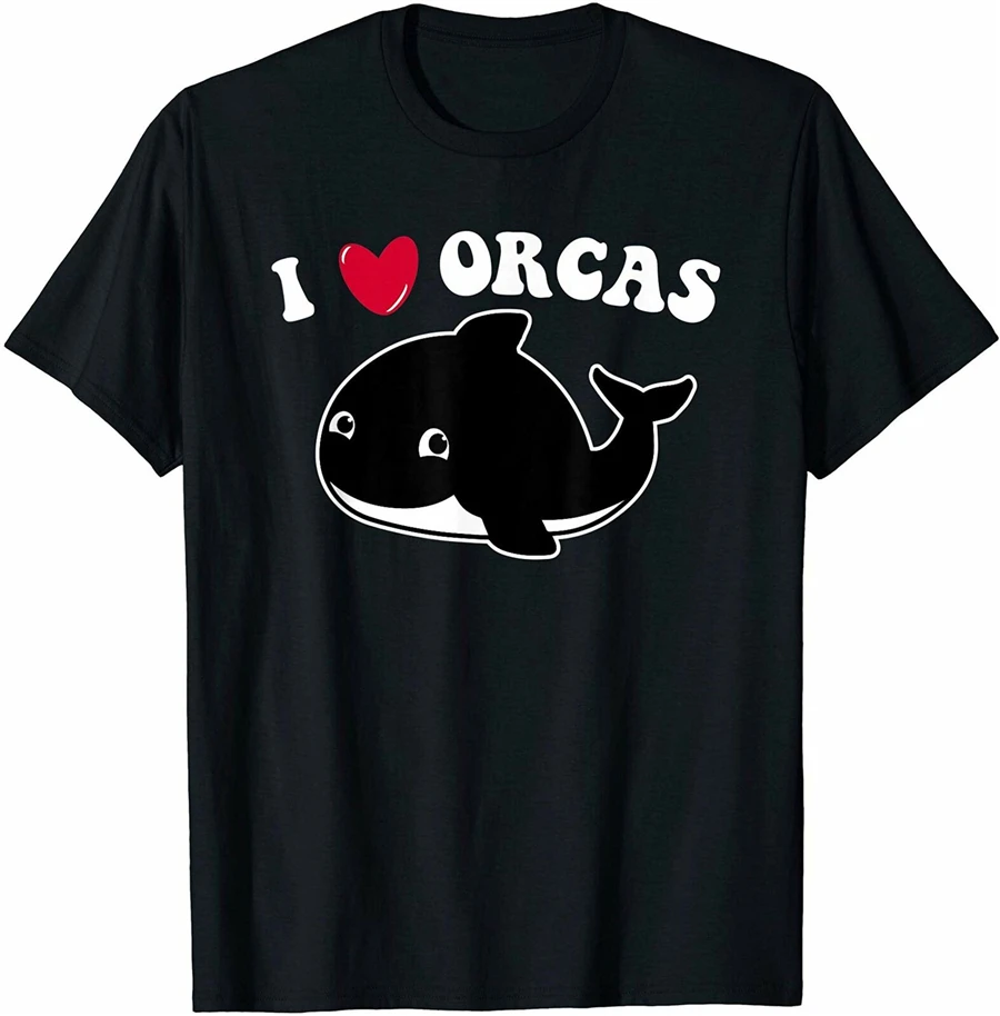 Я люблю ORCAS сердце милый ребенок убийца КИТ Девушки Мужская футболка забавная