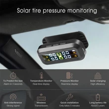 Pressure-Alarm-Monitor-System Solar-Power Tpms 4-Sensor Car-Tire Real-Time-Display Glass