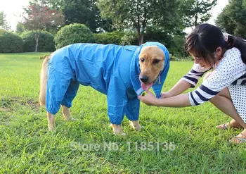 

Sky Blue Waterproof Large Dog Raincoat Clothes Waterproof Rain Jacket For Big Dogs D092