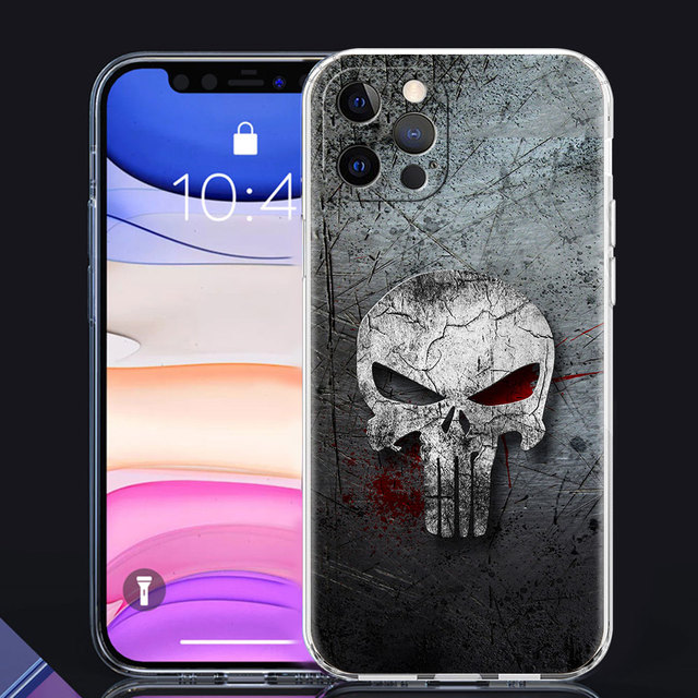 Phone Case For iPhone 11 13 12 Pro Max Casing 7 8 XR XS X 6 6S Plus SE Shell Soft Transparent Cover Marvel The Punisher