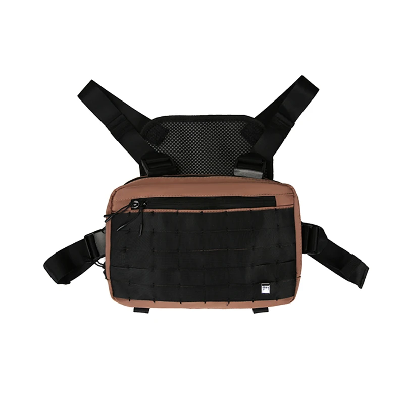 Brown chest bag Новая мужская тактическая поясная сумка, тактический жилет, нагрудная сумка в стиле хип-хоп, функциональная нагрудная сумка, нейлоновый военный жилет, нагрудная сумка - Цвет: Brown chest bag