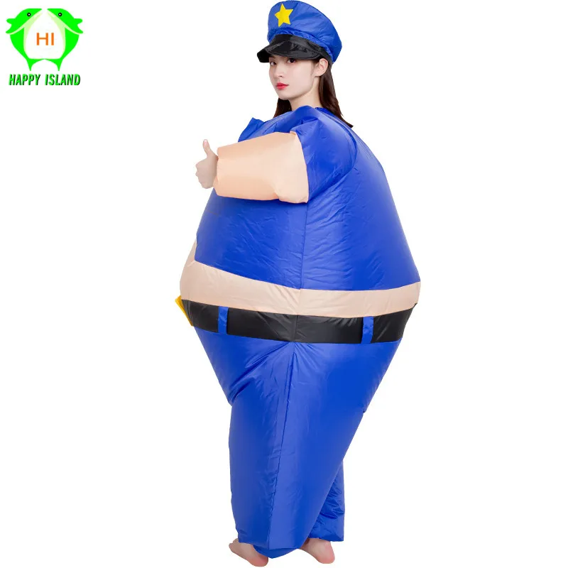 Надувной полицейский костюм смешной взрослый полицейский женский толстый полицейский синий для Хеллоуина, карнавала, Рождества вечерние карнавальный костюм