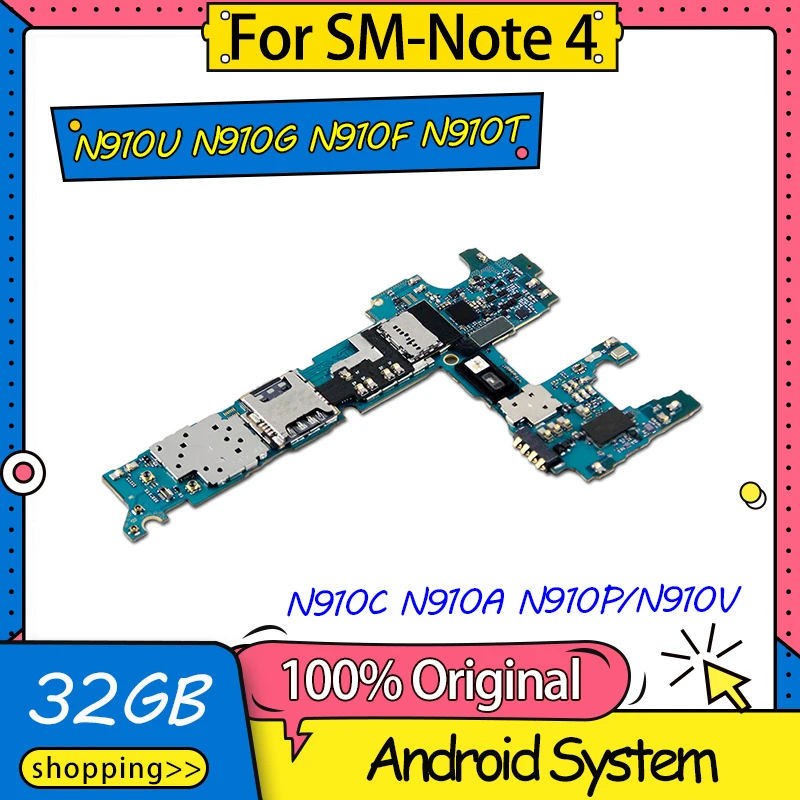 Материнская плата для Samsung Galaxy Note 4 разблокированная материнская 32 ГБ N910C/N910F/N910G/N910T/N910U/N910A/N910P/V с