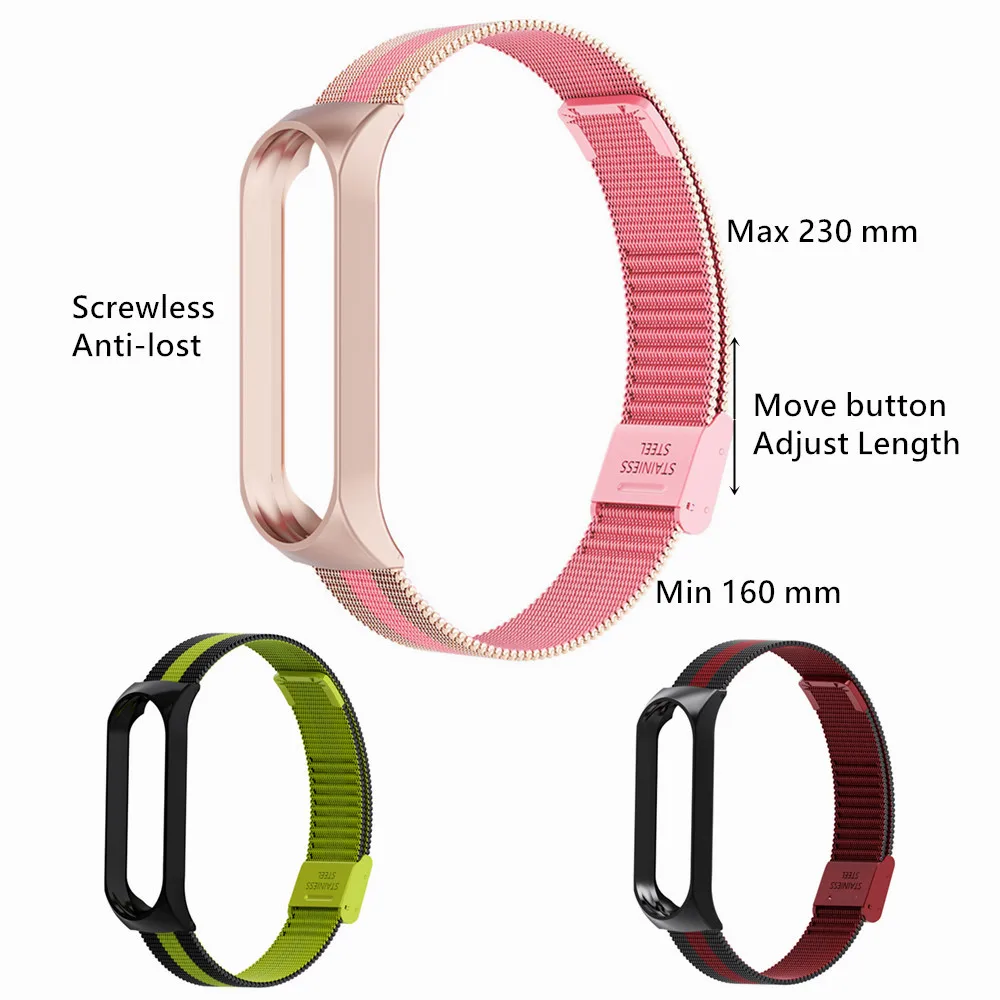 Mi Band 2 3 4 ремешок для Xiaomi mi Band 2 3 4 браслет из нержавеющей стали