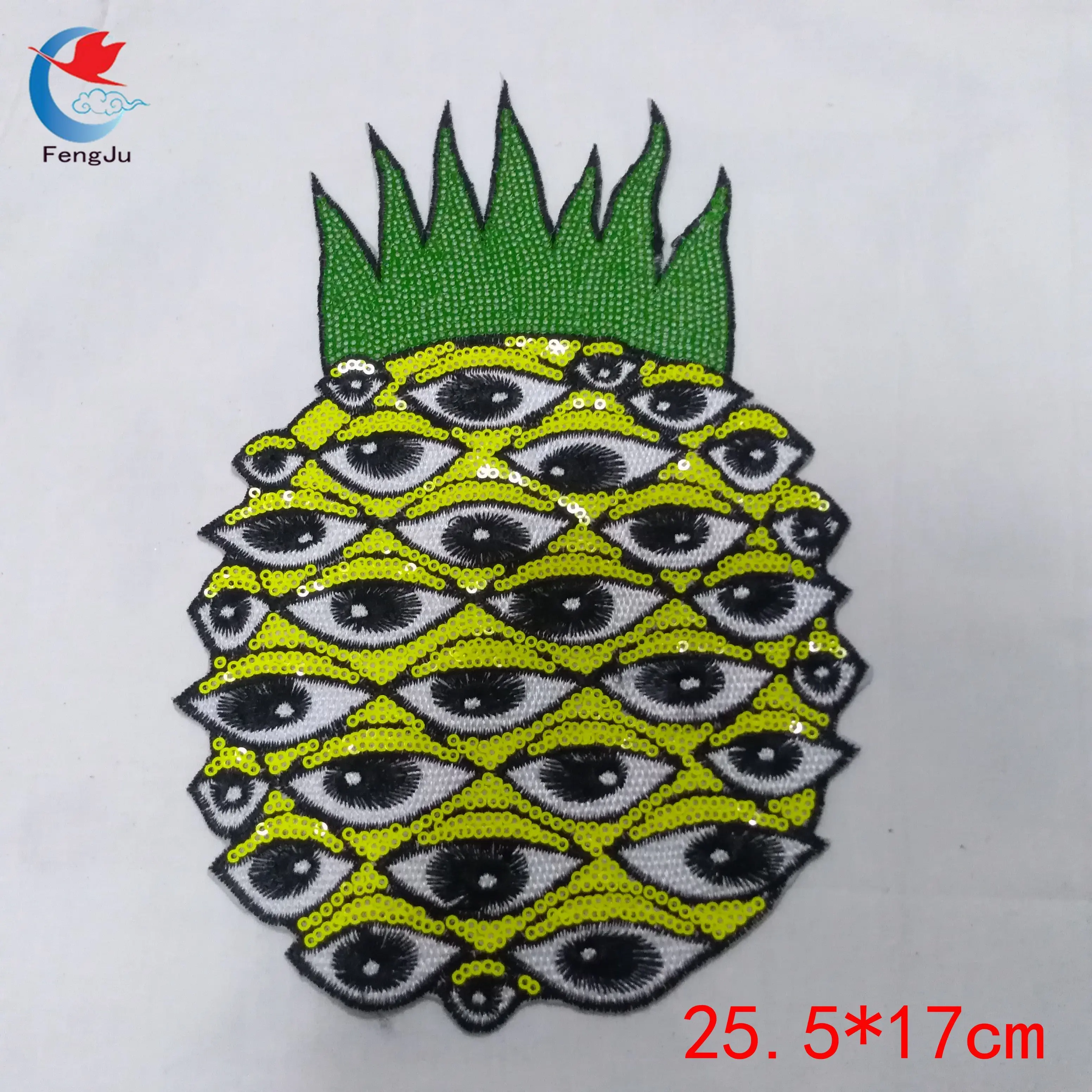

FengJu Pinapple/Ananas Sequined Patches for Clothes T-shirt DIY Iron on Patches Decorative Patches Sewing Repair Decration 1pc