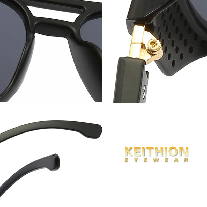 KEITHION брендовые зеркальные линзы стимпанк Солнцезащитные очки новые винтажные Ретро солнцезащитные очки мужские круглые стимпанк кибер очки для мужчин/женщин