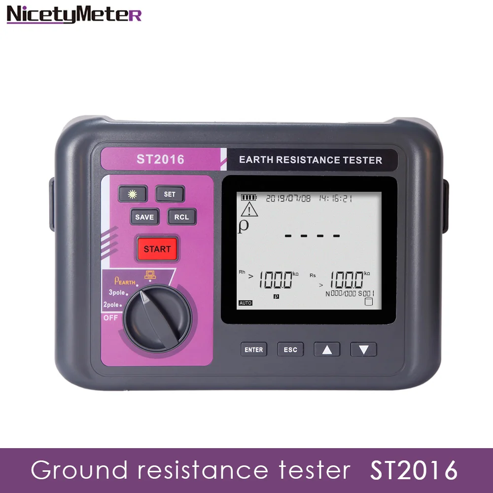 

Nicety ST2016 0.01~19.99K ohm digital Ground earth resistance tester Megohmmeter Real soil resistivity meter with software CD