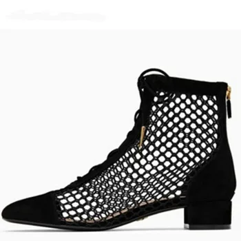 

YECHNE Women Fishing Wiggen Sandals Random Plus Size 33-40 High Hooks Sandals Sexy Summer Visnet Hollow Pumps