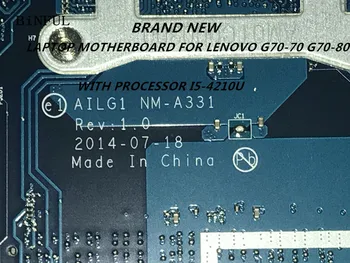 

FAST DELIVERY, BRAND NEW. AILG1 NM-A331 MOTHERBOARD FIT For Lenovo G70-80 G70-70 MAINBOARD .ONBOARD PROCESSOR I5-4210U