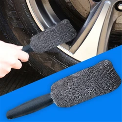 Lavage de voiture avec poignée en plastique, brosse de jante de pneus en microfibre Portable, lavage de roues de voiture, outils de nettoyage 
