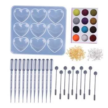 

2020 New 1 Set Epoxy Mould DIY Handmade Heart Shaped Molds Creative 9 Grid Silicone Mold Pendant Jewelry Making Tool Material