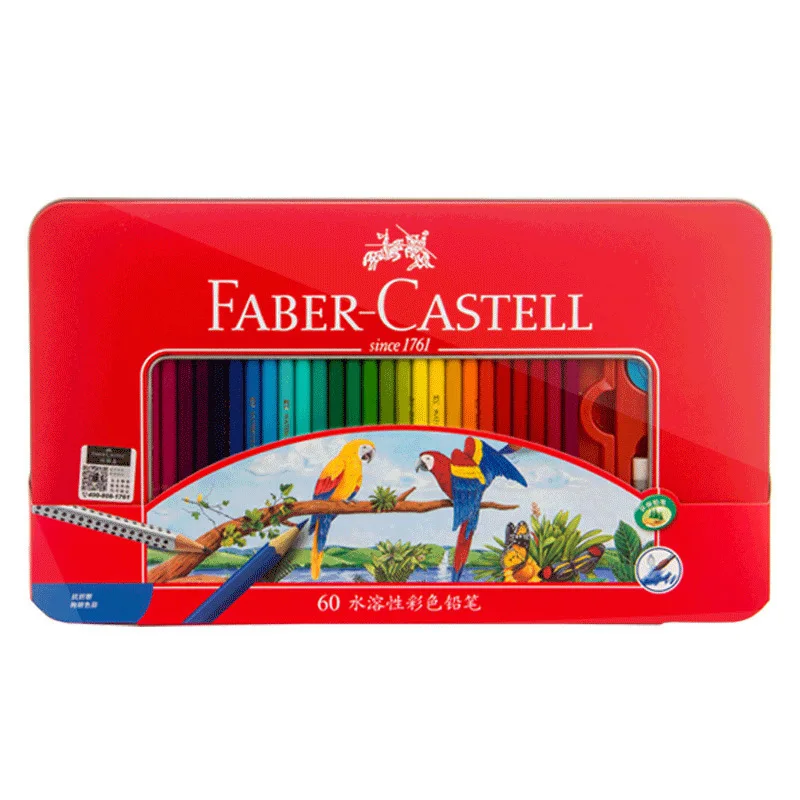 

48 Coloured Water Soluble Lead 72 Colour 24 Colour Iron Box Fine Arts Colour Pencil Paint Brush Red Iron Box