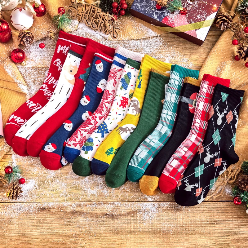 

New Christmas Gift for Women Crew Socks Cotton Designer Socks Women 4 Pairs/Set Size 36-43