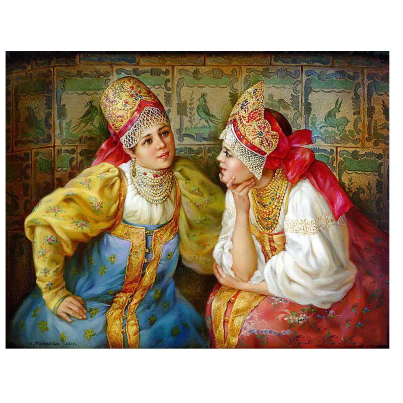 diy Diamond Painting Russian Women Cross Stitch Wall Art Needlework Picture Of Rhinestones Gift Handmade Home Decoration