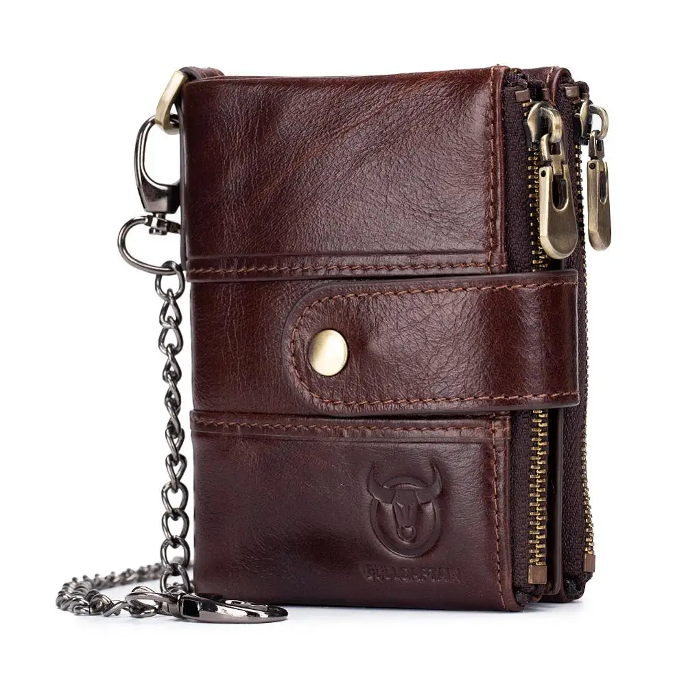 BULLCAPTAIN Genuine Leather Clutch Men Retro Purse Card Holder Short Wallet Men Luxury Retro Style Purse Card Holder