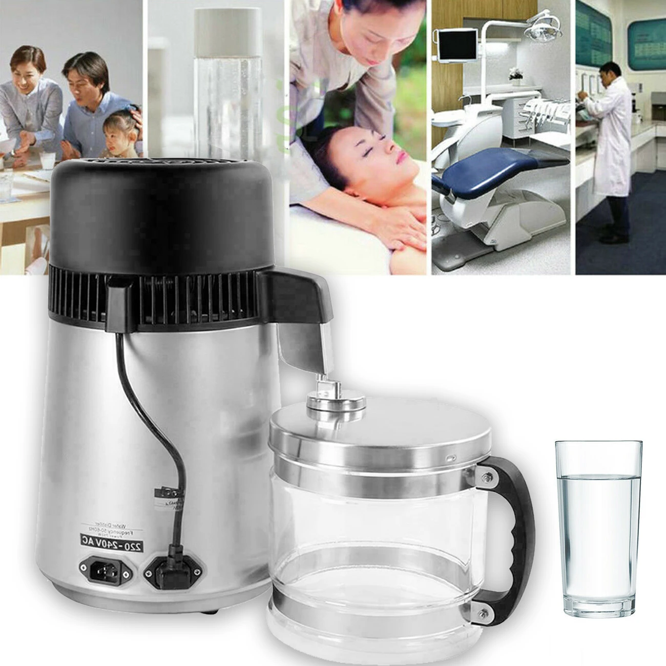 Honhill destilador de agua máquina de Pro puro destilador de agua para el Hospital casa Oficina cocina encimera de acero inoxidable 4L