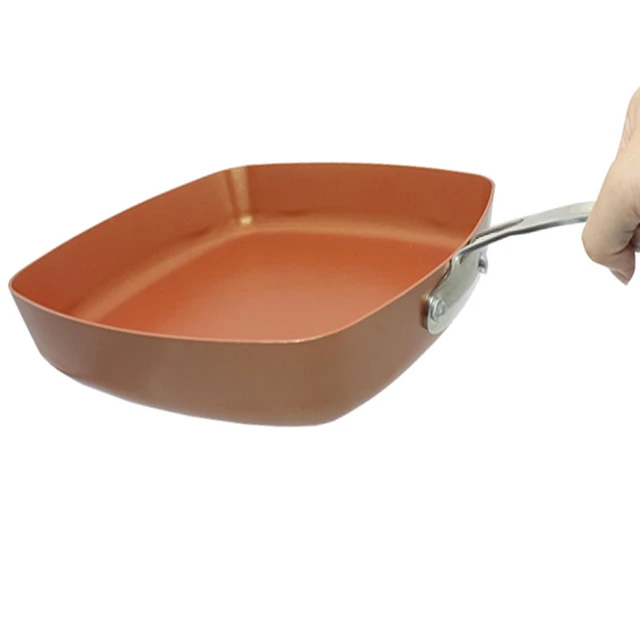  Non-stick Copper Square Pan with Ceramic Frying Pan Copper Oven  & Dishwasher Chef Square Fry Pan: Home & Kitchen