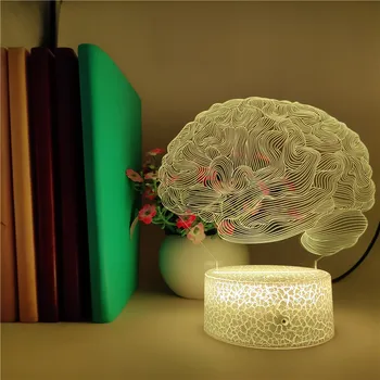 

Brain Shape 3D Illusion Color Change Touch Switch LED Night Light Acrylic Atmosphere Party Decoration Clock Base Table Lamp