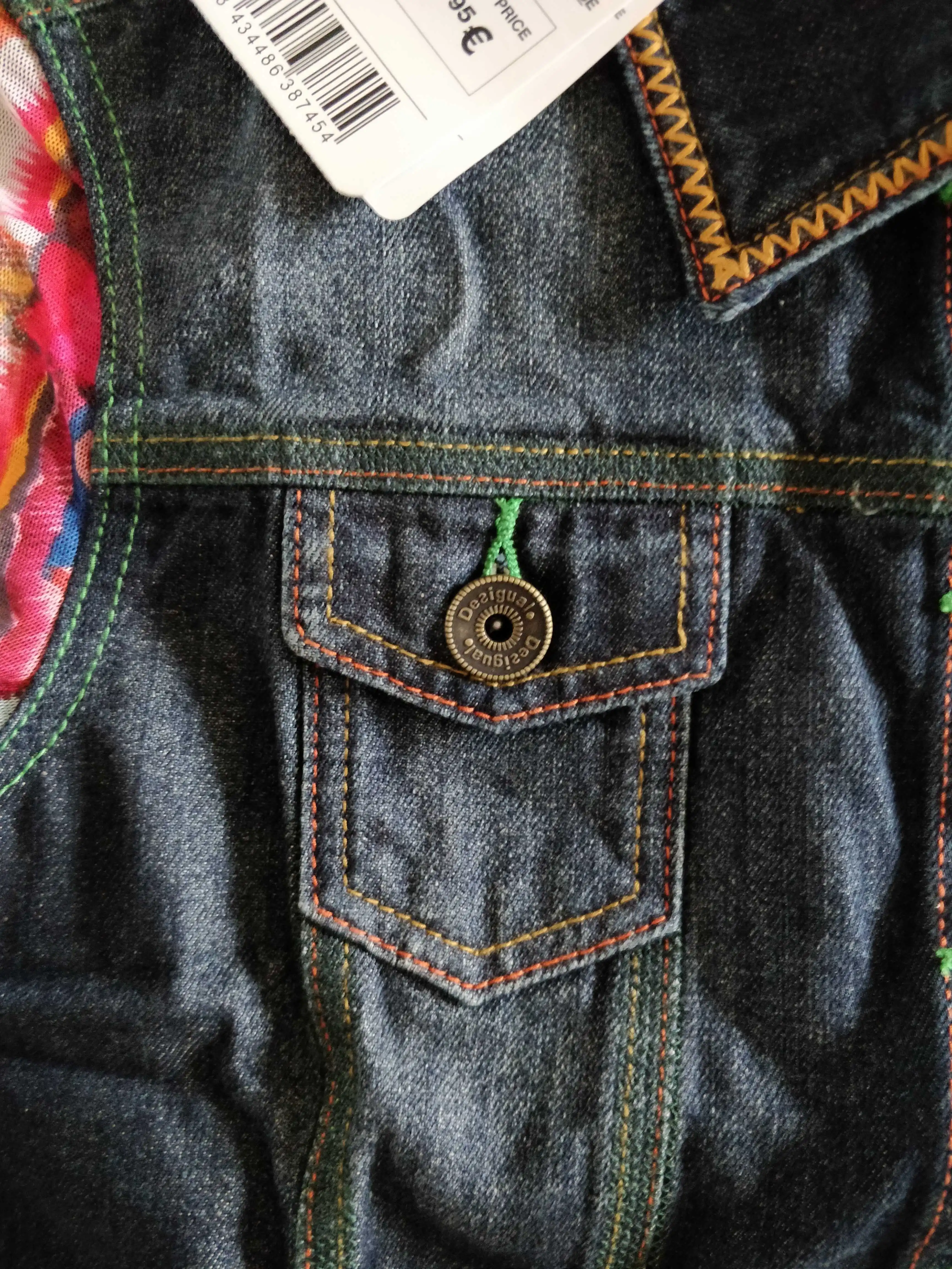 Spanish fashion women's mesh sleeve denim
