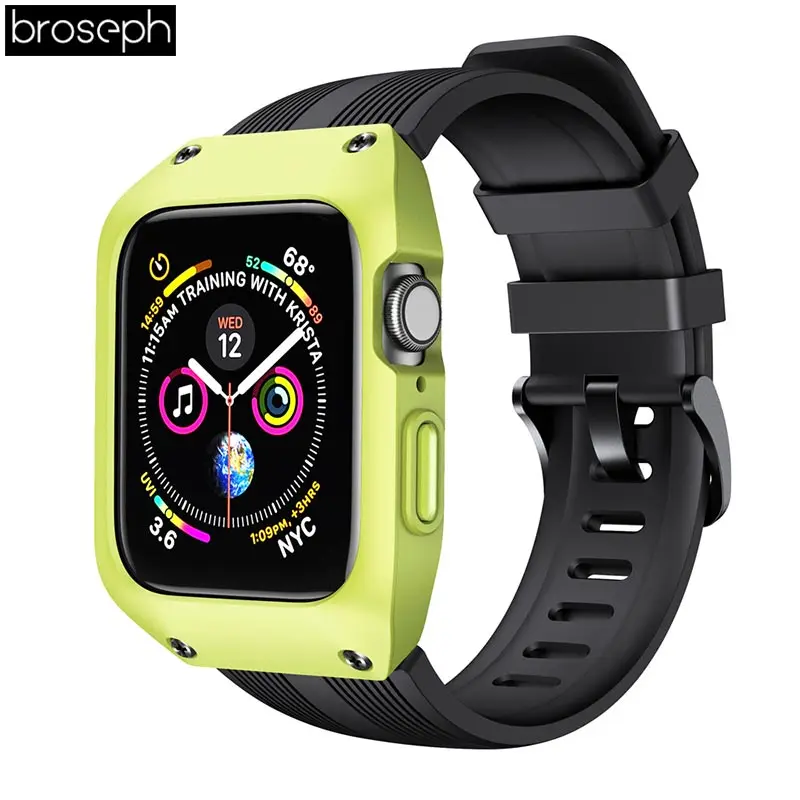 Силиконовый ремешок для Apple Watch, 4 ремешка, 44 мм, ударопрочный чехол для iwatch 3, 2, 1, 42 мм, ремешок для часов, ремень, браслет