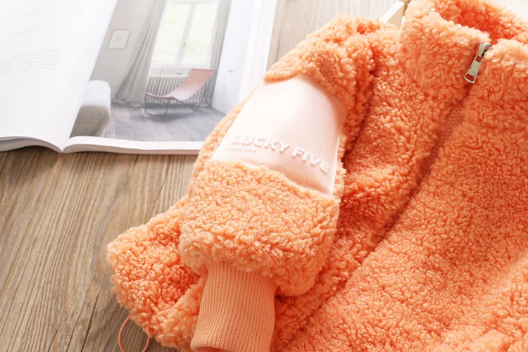 Зимняя новая детская одежда однотонная Цветная маркировка для мальчиков и девочек, детская плюшевая куртка детская модная теплая плюшевая куртка