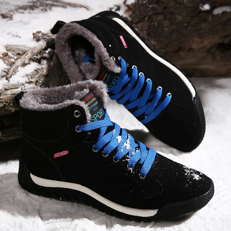 Brand Winter Boots Men Outdoor Plush Warm Snow Boots Plus Size Male Fashion Hiking Non-slip Cotton Shoes New Design
