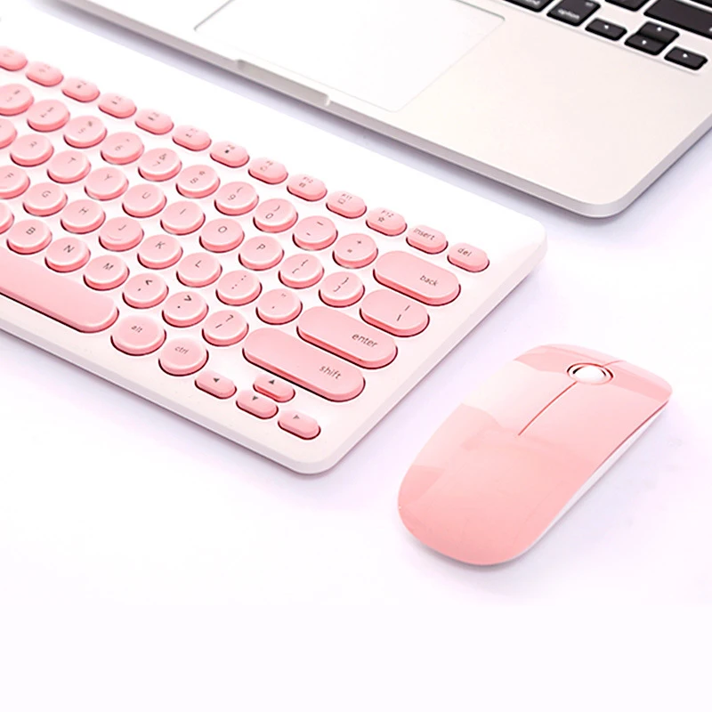 2,4G USB Беспроводная игровая клавиатура мышь комбинированная круглая кнопка клавиатура Бесшумная мышь для Macbook lenovo Dell Asus hp ноутбук компьютер