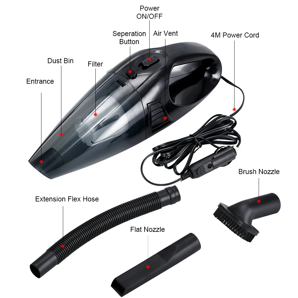 US $3.250.00 Handheld Vacuum Powerful Cyclone Suction Portable Car Cigarette Lighter Vacuum Cleaner Quick Charge For Car Home Pet Hair