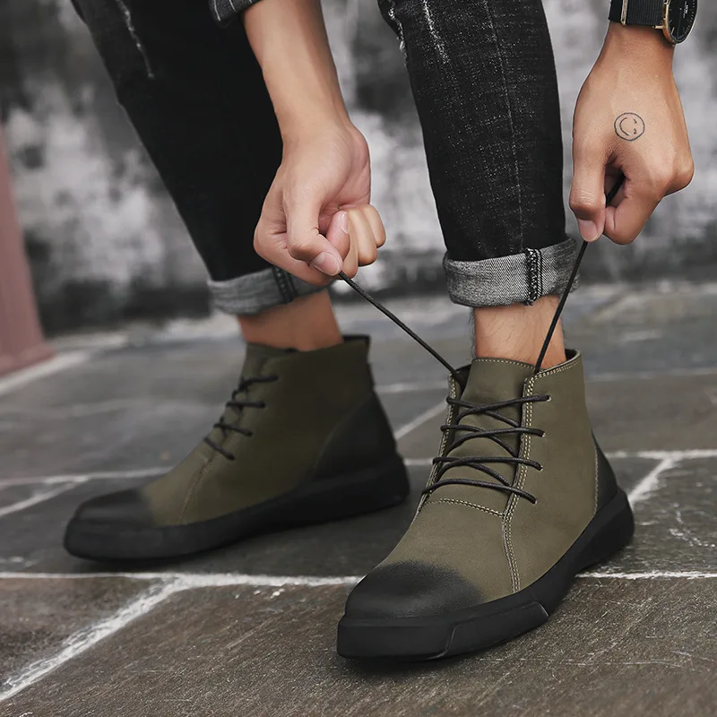 

2018 Autumn Hot Selling England Trend Hight-top Martin Boots Retro Versatile Casual Men's Boot Wearable plus Velvet Worker Boot