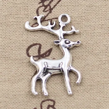 

10pcs Charms Christmas deer sika 37x22mm Antique Silver Color Pendants DIY Crafts Making Findings Handmade Tibetan Jewelry