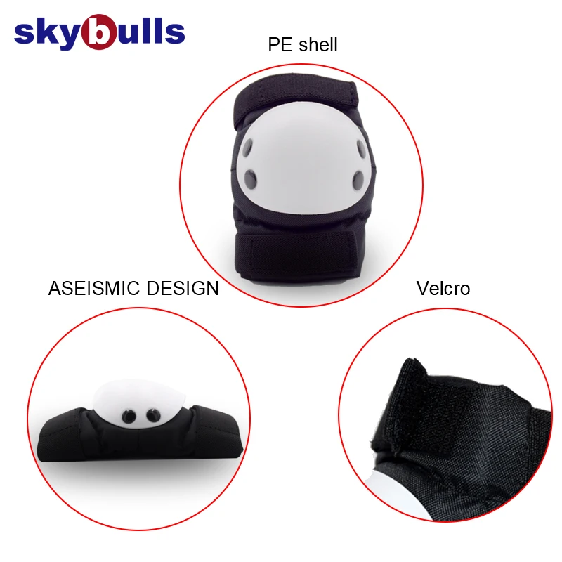Baratos Skybulls niños rodilleras coderas protectores de muñeca al aire libre 6 uds equipo de protección para Multi deportes Skateboard rodillo en línea