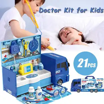 

21 PCS Children Pretend Play Doctor Toy Set Hospital Rescue Car Doctor Set for Kids Medical Kit Role Play Toys Gift for Kids