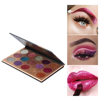 

15Color Sequin Eyeshadow Pallete Waterproof Long Lasting Pigmented Mineral Powder Glitter Palette Smoky Eye Shadow Pallete