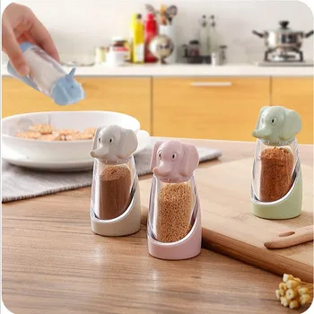 

High-grade cute elephant spice jar wheat straw temperos salt pepper bottle for BBQ kitchen cooking tools
