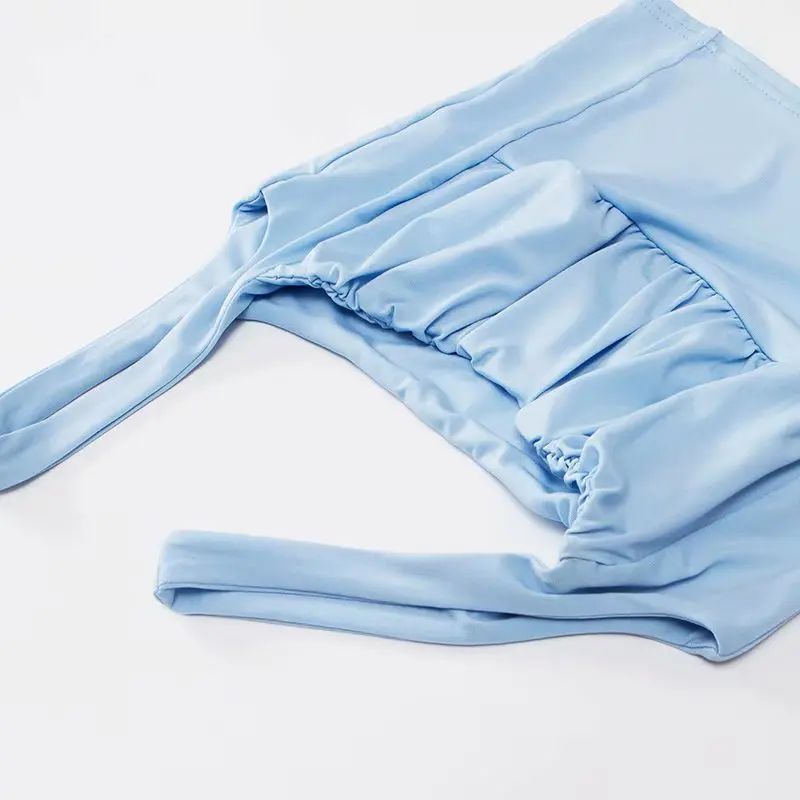 Bazaleas уличная белая Ruched Для женщин майка пикантные модные Haut Femme Для женщин укороченный топ в готическом стиле майки Повседневное