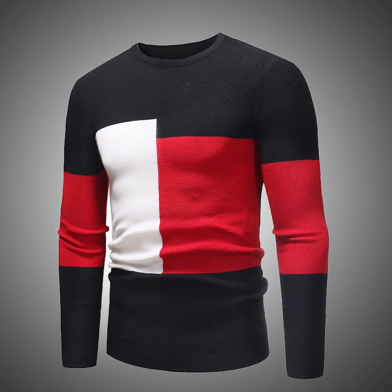 

2020 Autumn Men Sweater Winter Thick Warm Sweaters Fashion Color Matching Pullovers Men Brand Crew Neck Sweater Bottoming Shirt