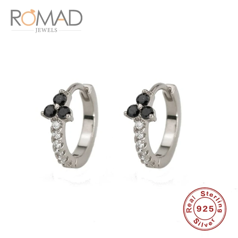 Romad, 925 пробы, серебряные серьги, круглые серьги, винтажные хрустальные серьги-кольца Huggie, женские подарки