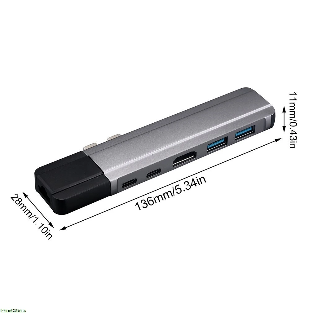 USB C концентратор 6 в 1 концентратор USB Type C адаптер ключ совместим для MacBook Pro 1" 15" Thunderbolt 3, USB-C данных