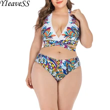 Набор танкини размера плюс, L-4XL, новинка, высокая талия, комплект бикини, пуш-ап, Холтер, мягкий, с проволокой, Леопардовый, купальники